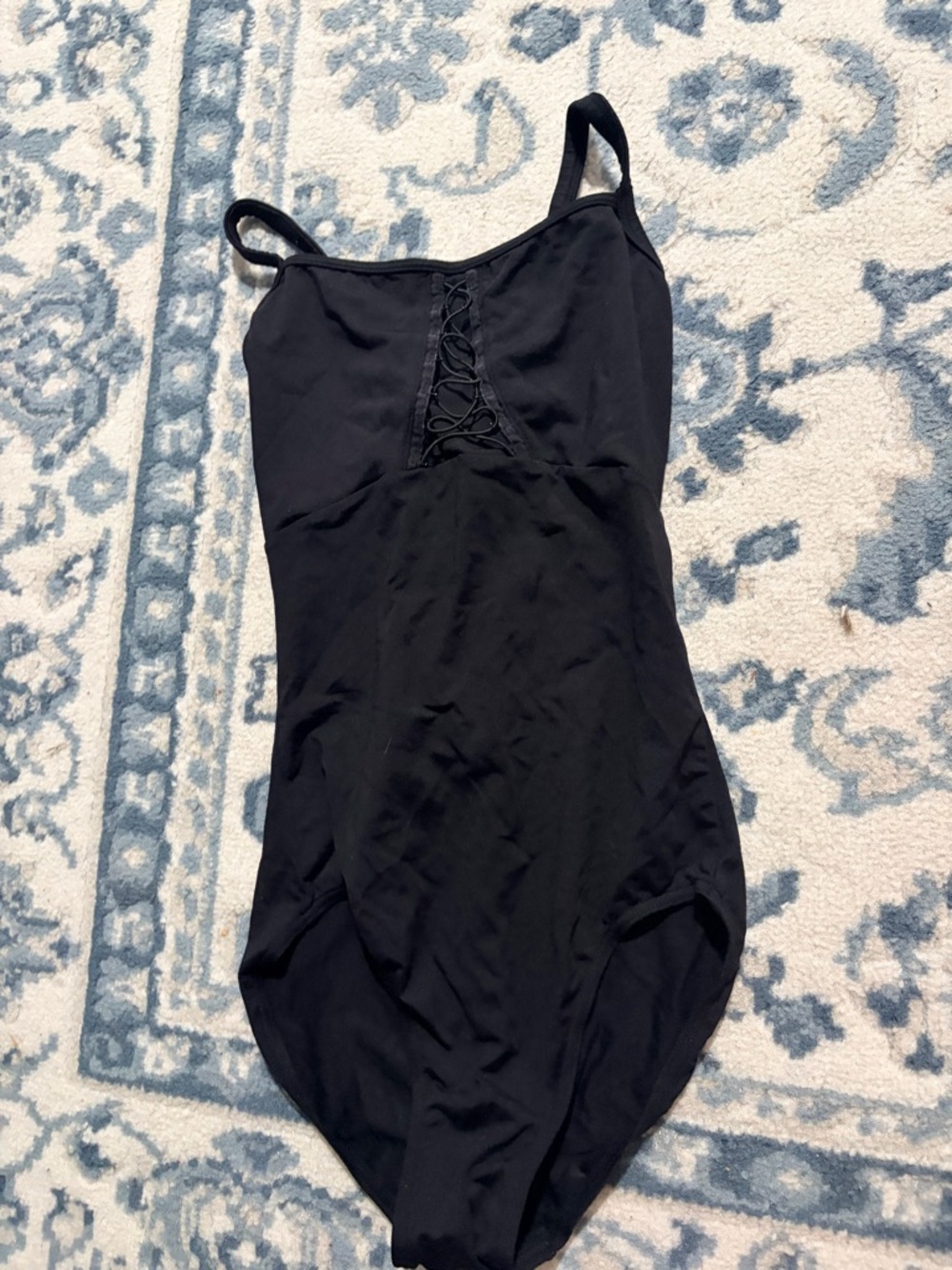 Bloch black lace-up style leotard petite adult